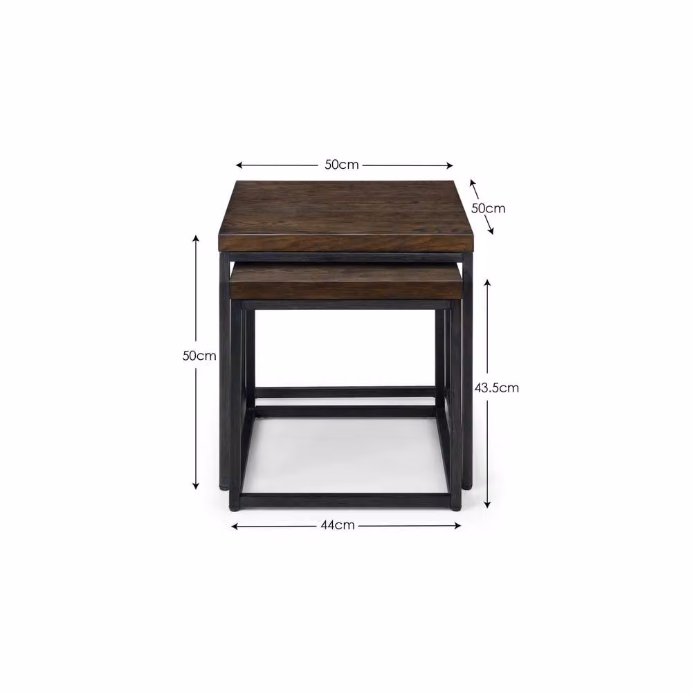 Cheshire Lomond Nesting Lamp Tables in Dark Oak and Metal – 4