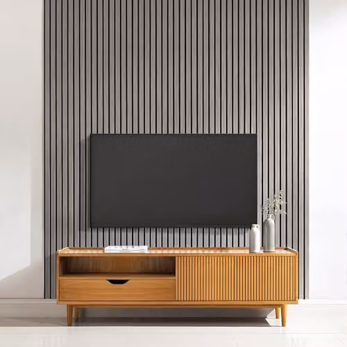 Home Treats Decorative Wood Slat Wall Panel in Light Grey, W: 60 cm, H: 200 cm – 1