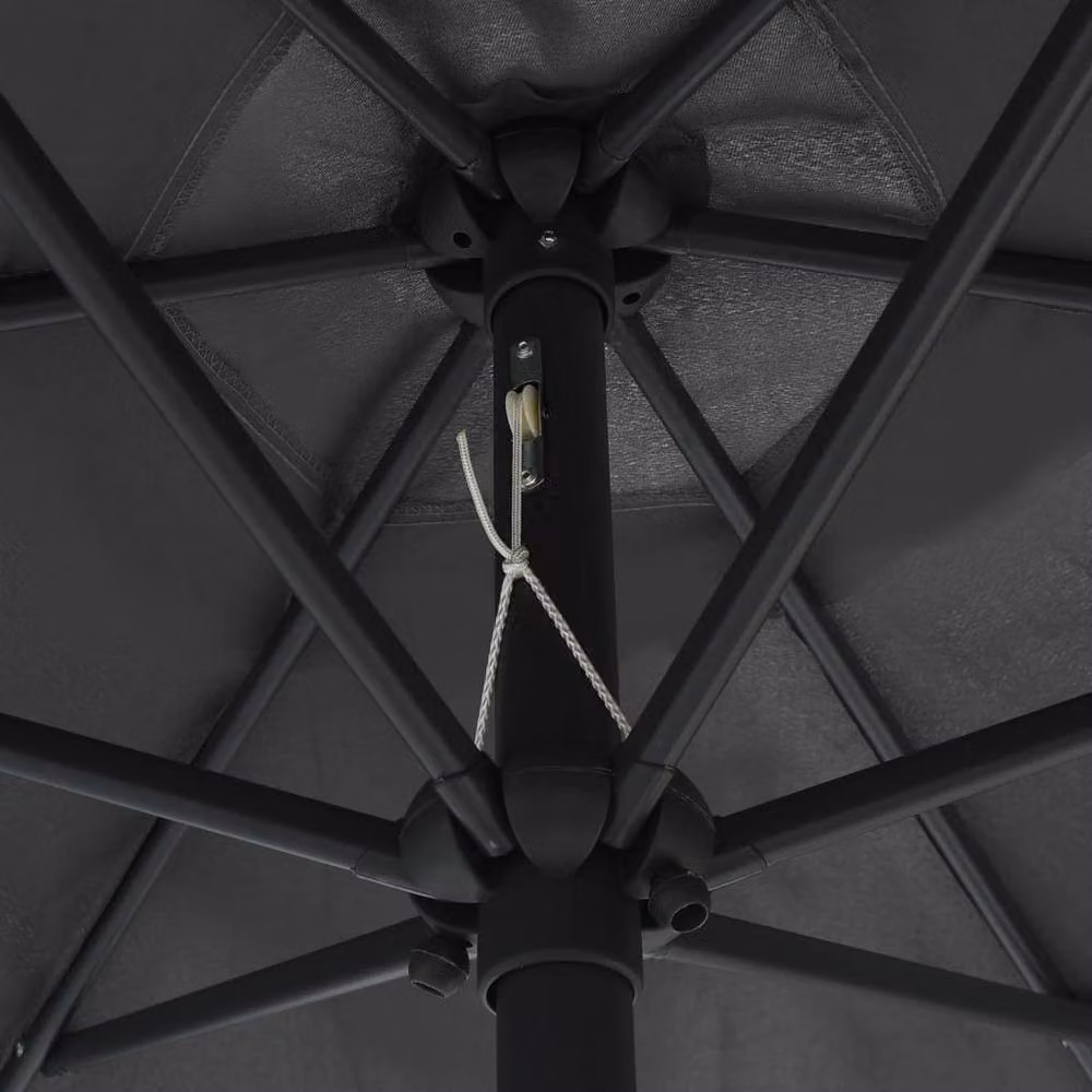 Berkfield Home Parasol with LED Lights and Aluminium Pole, Anthracite Black, 270 cm – 2