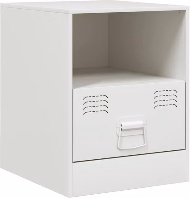 Berkfield Home White Metal Bedside Cabinet W/D/H: 34.5 x 39 x 44 cm