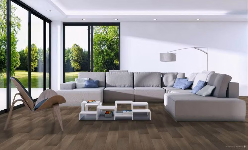 Luvanto TraHD Herringbone Wood Effect Glue Down Luxury Vinyl Tile in Pale Grey, 2.5mm – 2