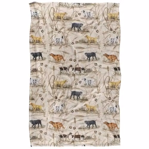 JQ Licensing BS-JP Hunting Breeds Dog Pattern Super Soft Cuddly Fleece Blanket, Multicolour, W: 91.44 cm, D: 147.32 cm