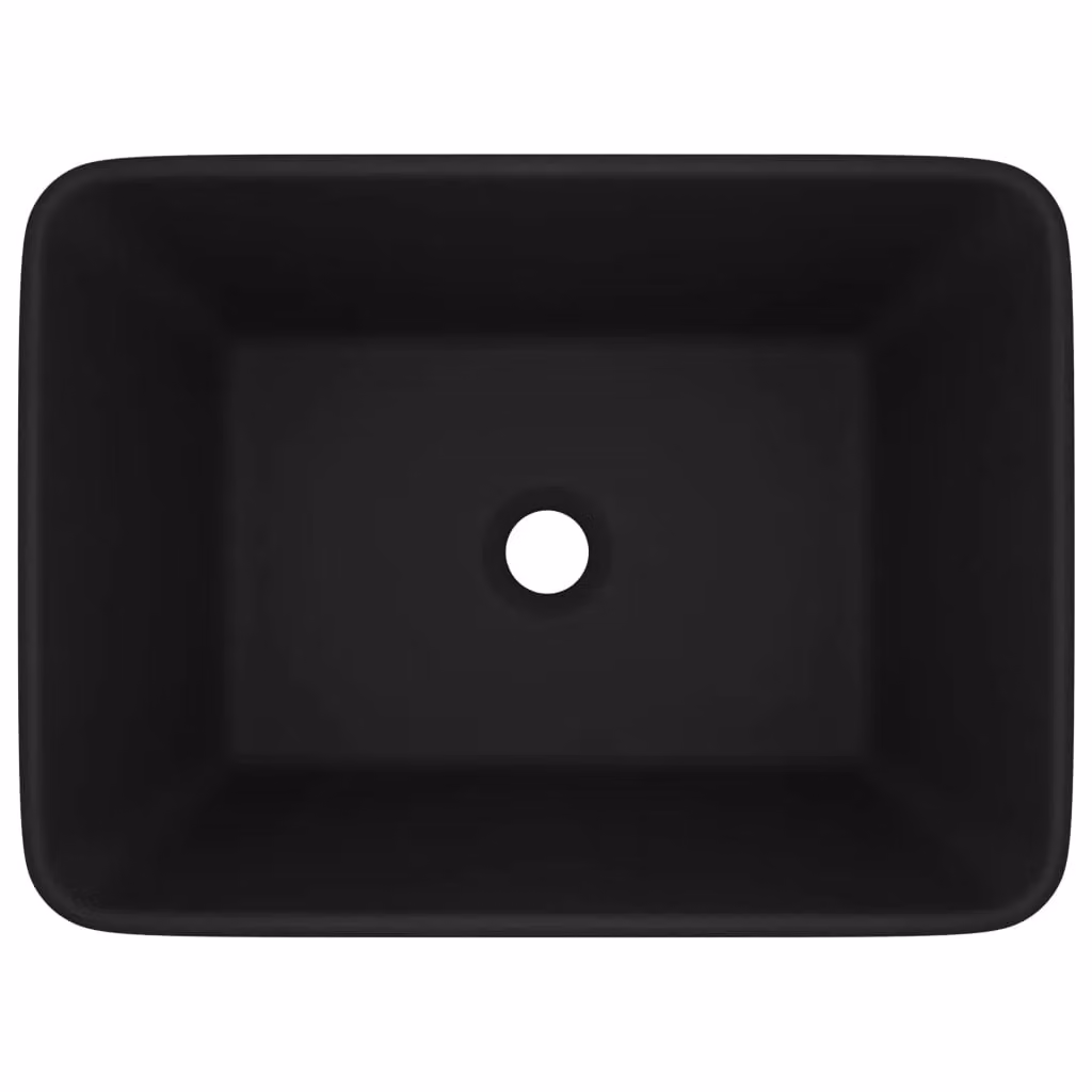 Berkfield Home Luxury Ceramic Rectangular Wash Basin in Matt Black, W: 41 cm, D: 30 cm, H: 12 cm – 3