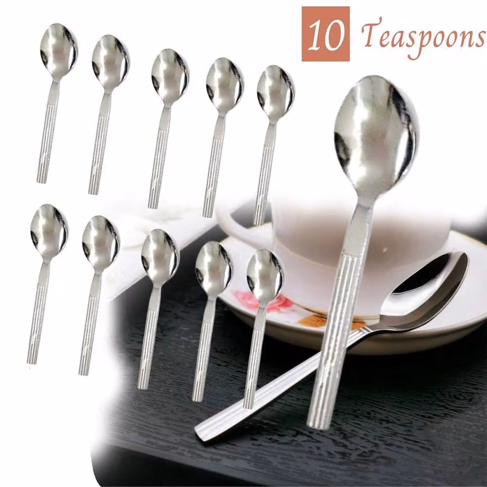 PAWNORA Set of 10 Polished Stainless Steel Teaspoons in Silver – 3