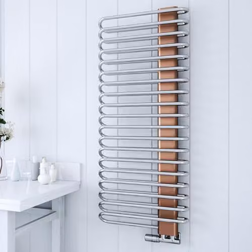 Terma Towel Rail in Nickel Gloss and Copper, H 120 cm x W 50 cm – 1