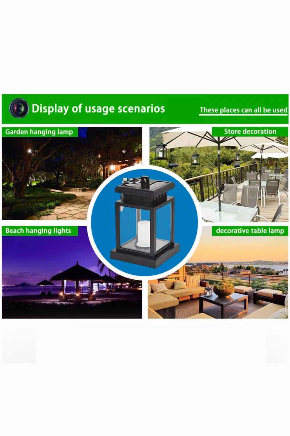 KDMD Solar Hanging Lantern Candle Light, Waterproof Clip-on, Warm White, Black – 6