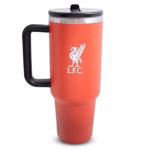 Hy-Pro Officially Licensed Liverpool Thermal Flask with Handle and Straw, 1.18 l, Stainless Steel, Black and Red