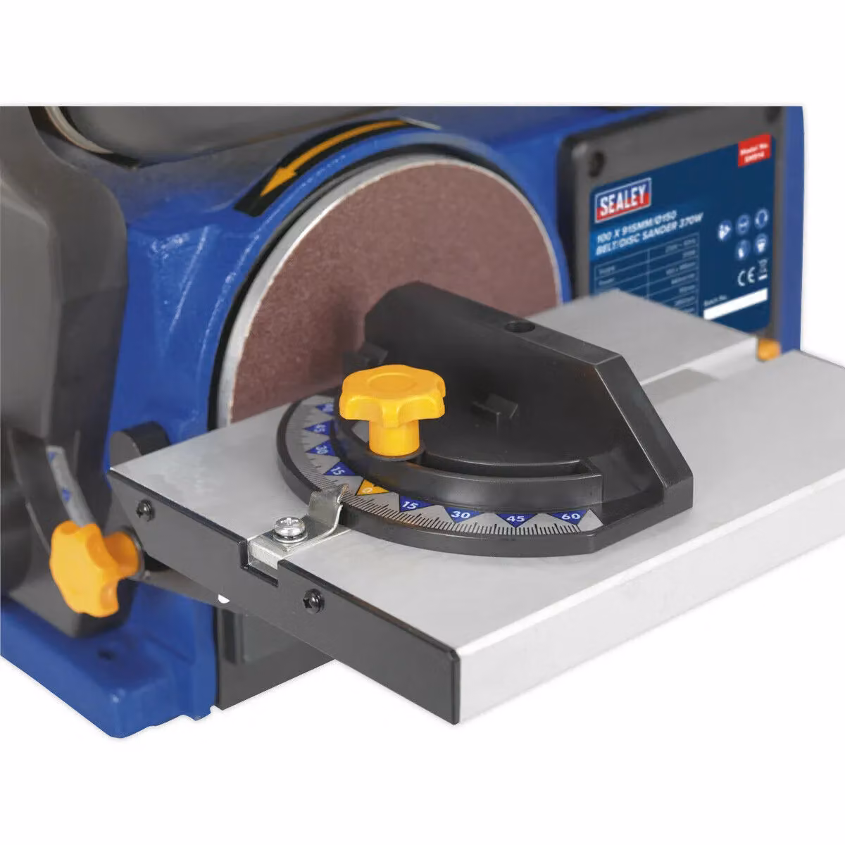Loops Portable Table Mounted Disc and Belt Sander, 370W 230V, Blue/Multicolour, Disc Diameter: 150 mm, Belt Diameter: 100 mm – 4