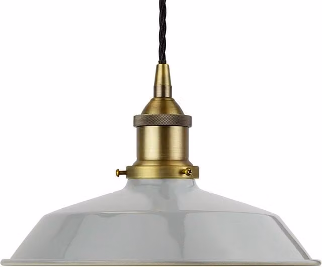 SE Home Trinity Small Metal Pendant Light in French Grey and Matt Antique Brass