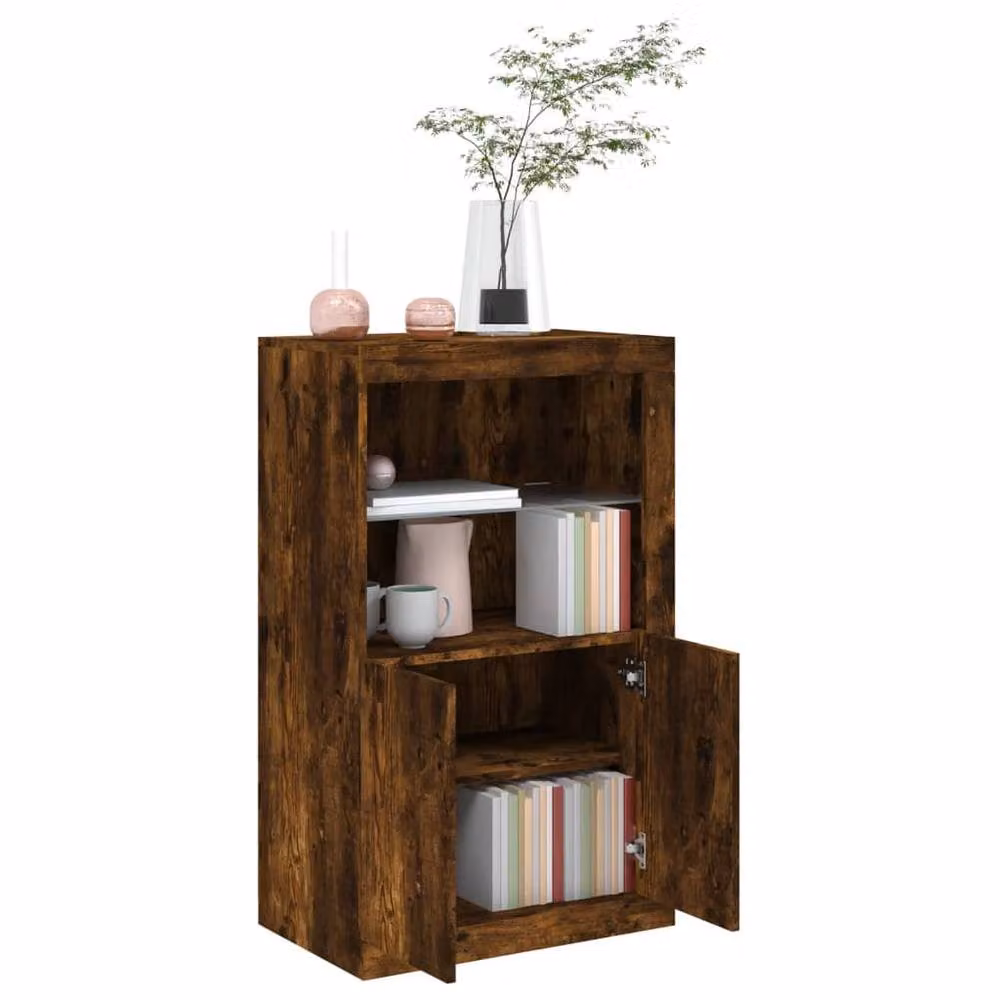 Berkfield Home Modern Side Cabinet in Smoked Oak with Integrated LED Lights, Brown – 4