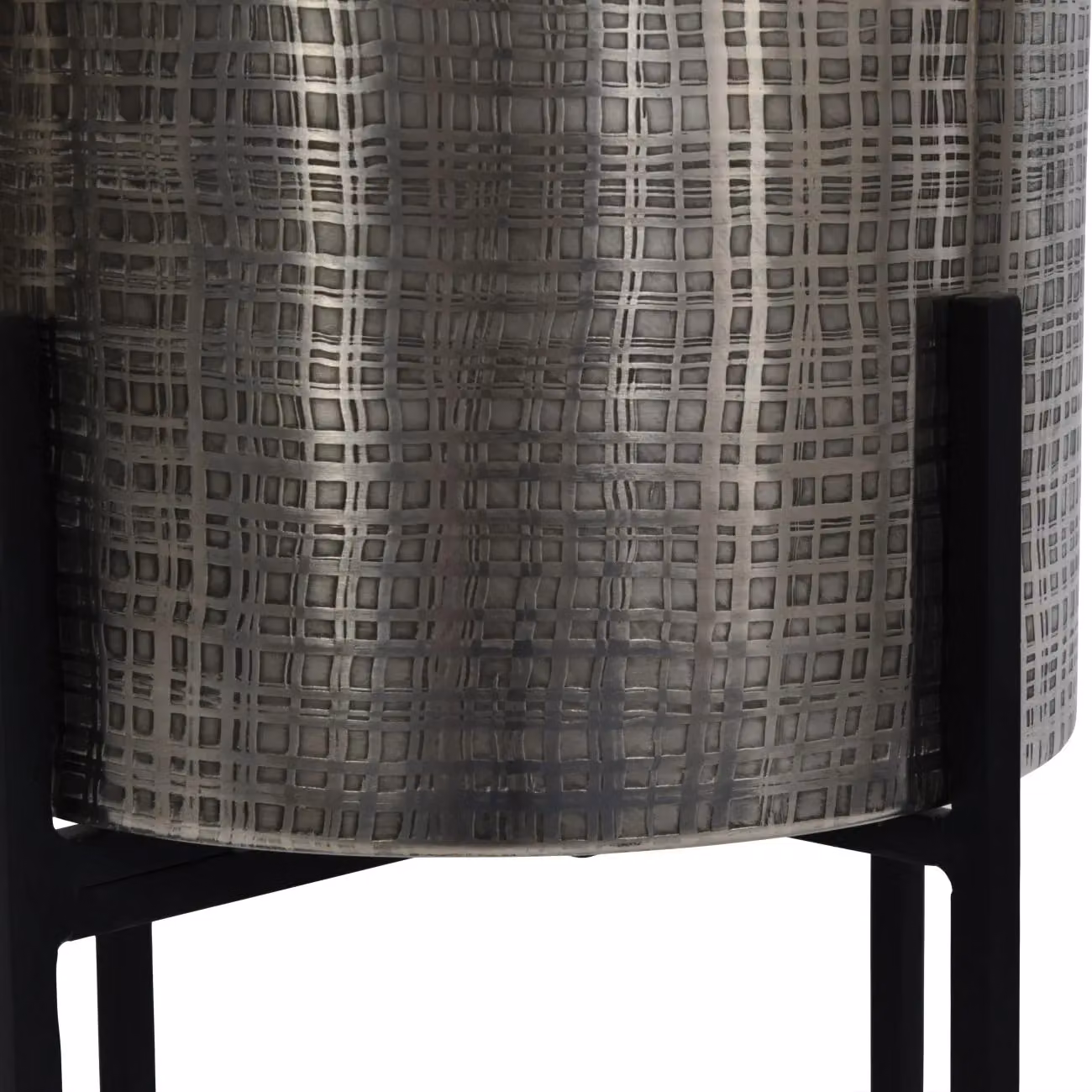 Libra Interiors Clyde Set of 2 Antique Silver Metal Round Freestanding Planters, H: 76 cm, W: 25.5 cm, D: 25.5 cm – 3