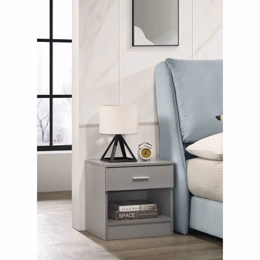 ERGOVEXA Modern 1 Drawer Nightstand Bedside Cabinet in Light Grey – 3