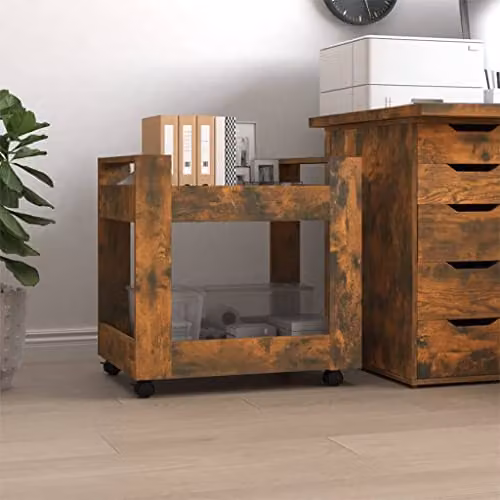vidaXL Desk Trolley in Smoked Oak, W/D/H: 60 x 45 x 60 cm – 2