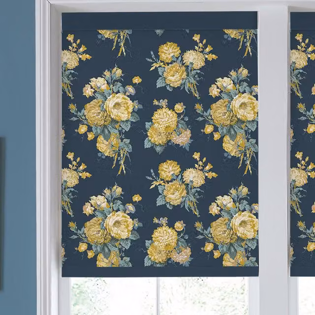 Laura Ashley Cecilia Made to Measure Blackout Roller Blind in Buttercup Floral Pattern