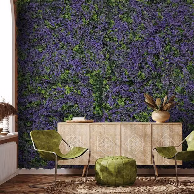Livingandhome Artificial Green Plant Landscape Fake Grass Lawn Background in Purple
