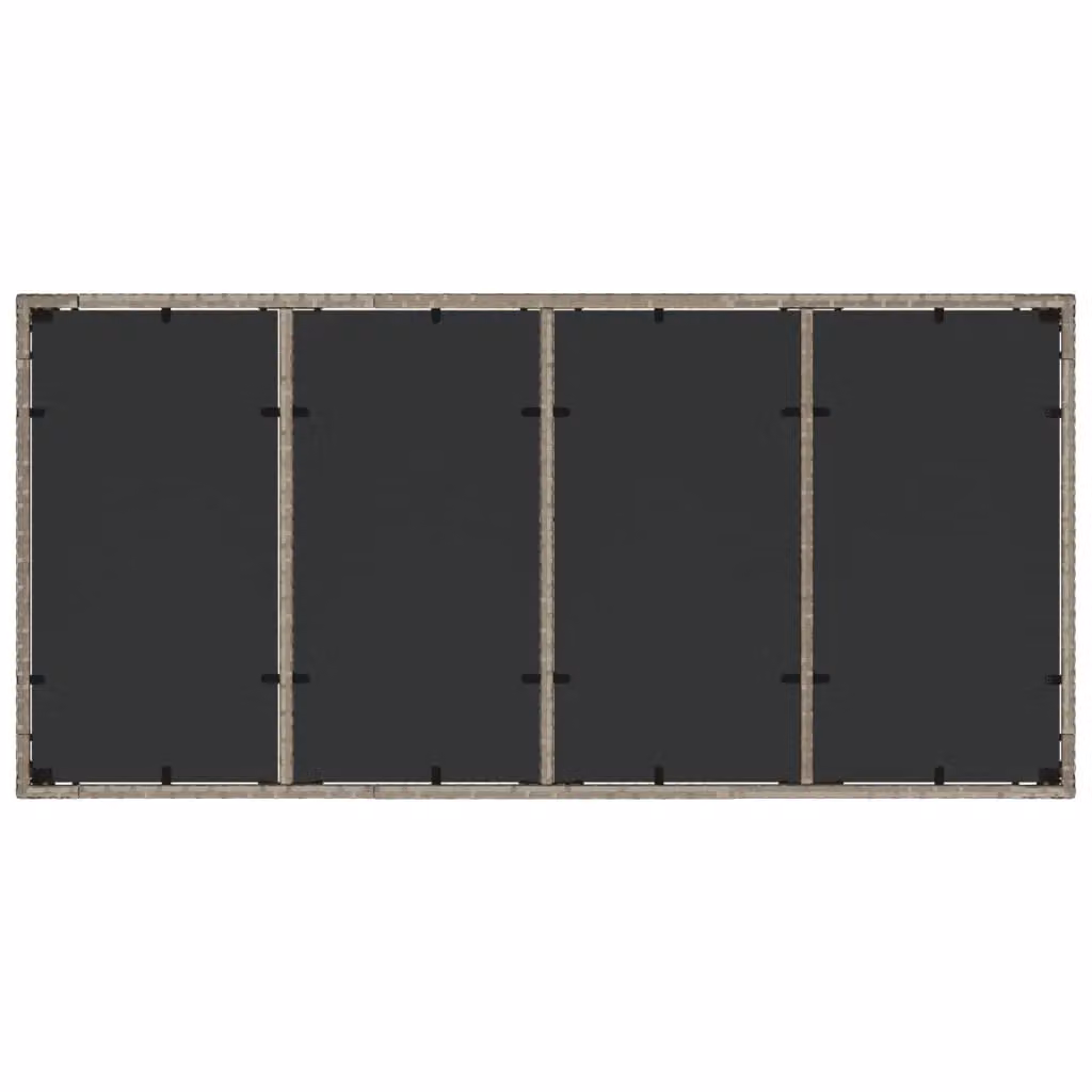 Berkfield Home Garden Table with Glass Top in Light Grey Poly Rattan, W/D/H: 190 x 90 x 75 cm – 4