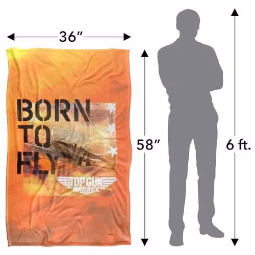 Paramount Top Gun: Maverick Born To Fly Super Soft Silky Feel Fleece Blanket, Multicolour and Orange – 2