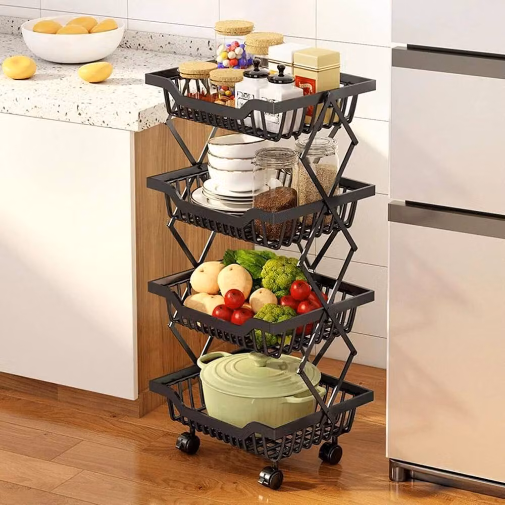 Havendro 4-Tier Metal Utility Cart in Black with Lockable Wheels – 2