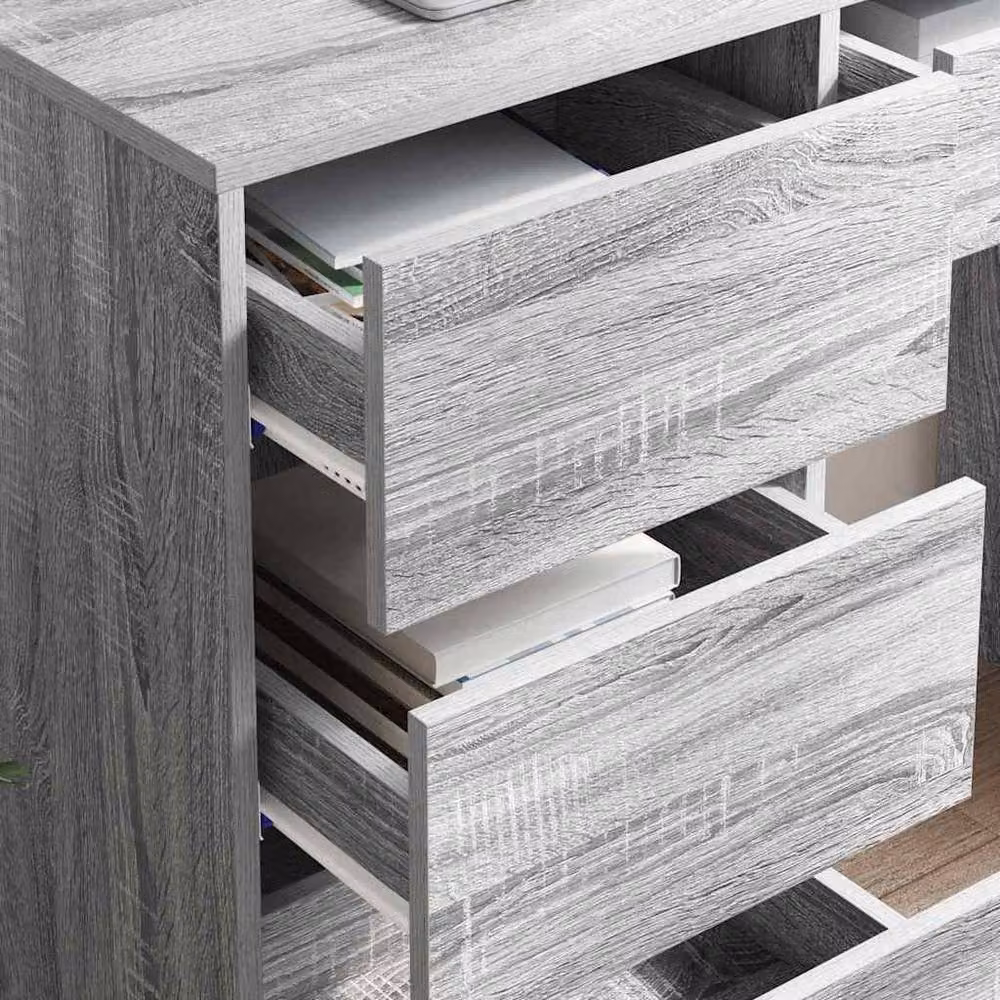 Berkfield Home Grey Sonoma Writing Desk with Single Pedestal Storage in Engineered Wood – 3