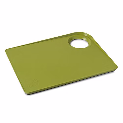 Zeal Straight to Pan Rectangular Kitchen Chopping Board with Non-Slip Base and Handle, Green, W: 38.5 cm, D: 28.5 cm, H: 2.5 cm