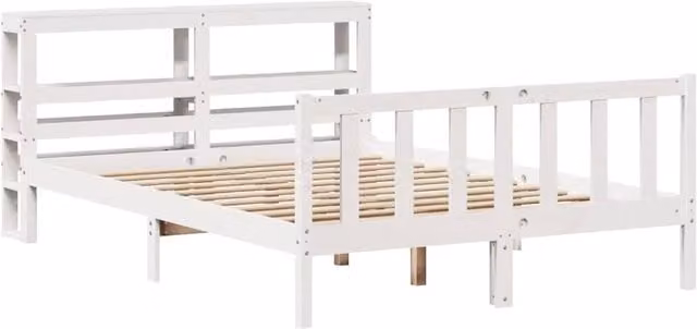 Berkfield Home Beautiful Small Double Bed Frame in White Solid Pine W/D/H: 120 x 200 cm