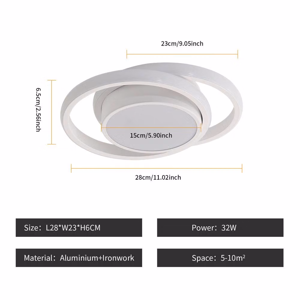 Pheashine Modern Round 32W LED Ceiling Light in White – 2