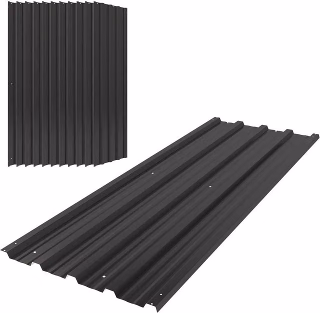 Rolipo Set of 12 Black Corrugated Galvanised Steel Roof Panels – 1