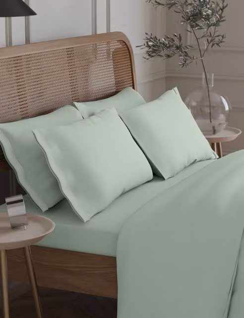 M&S 2 Pack Egyptian Cotton 230 Thread Count Percale Pillowcases in Light Duck Egg Blue/Green