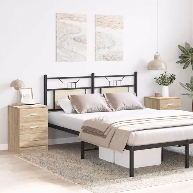 Berkfield Home Elegant Bedside Cabinets, 2 Piece Set in Sonoma Oak, Brown, W/D/H: 38 x 35 x 56 cm