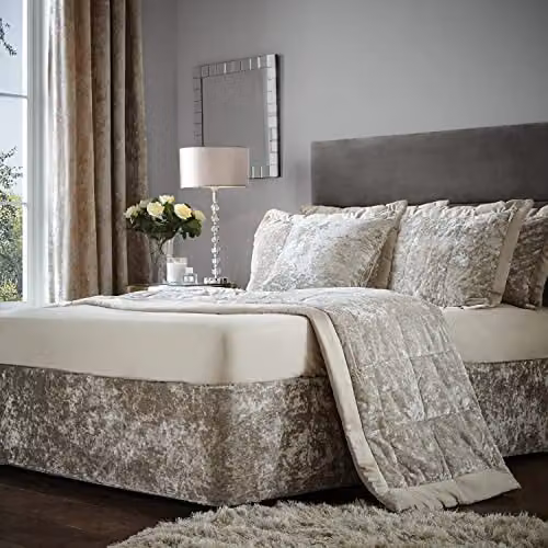 Catherine Lansfield Crushed Velvet King Divan Base Wrap in Natural – 3