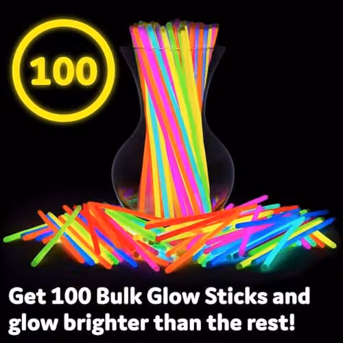 SHATCHI 100-Piece Multicolour Glow Stick Set, 20cm Neon Party Accessories for Kids – 5