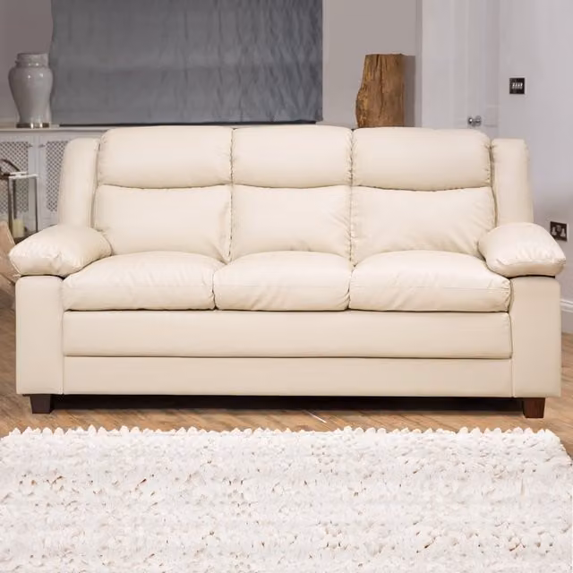 Artemis Home Standish 3 Seat Sofa in Beige Synthetic Leather – 1