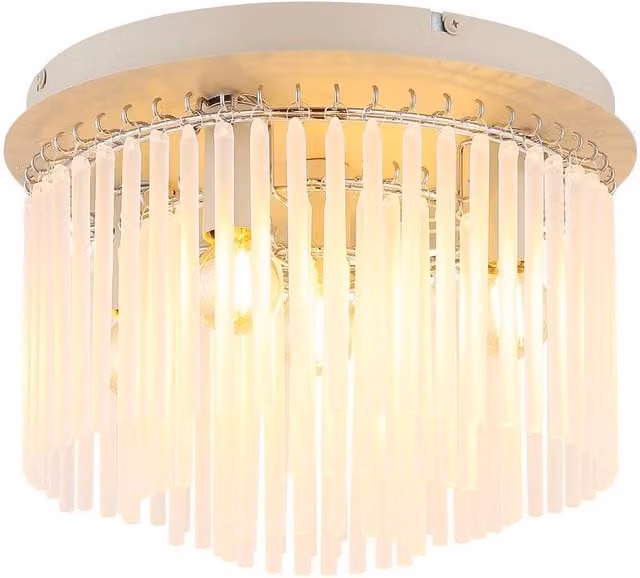 Netlighting Gorley Modern Round Ceiling Light in Beige with Glass Rods and 5x E14 Sockets – 1