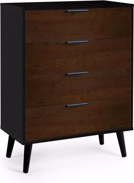 Cheshire Premium Arden 4 Drawer Wide Chest in Walnut and Black