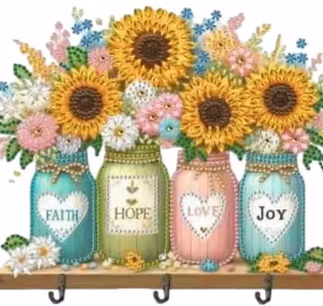 Syntego Sunflower Vases With Hooks Diamond Art Kit, Multicolour