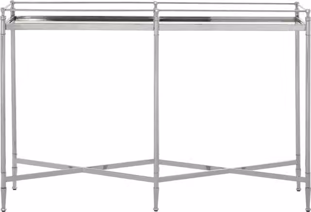 Orsina Elegant Silver Mirrored Top Console Table with Glass and Metal Frame