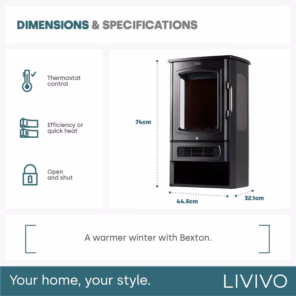 LIVIVO Islington Electric Log Burner in Black – 5