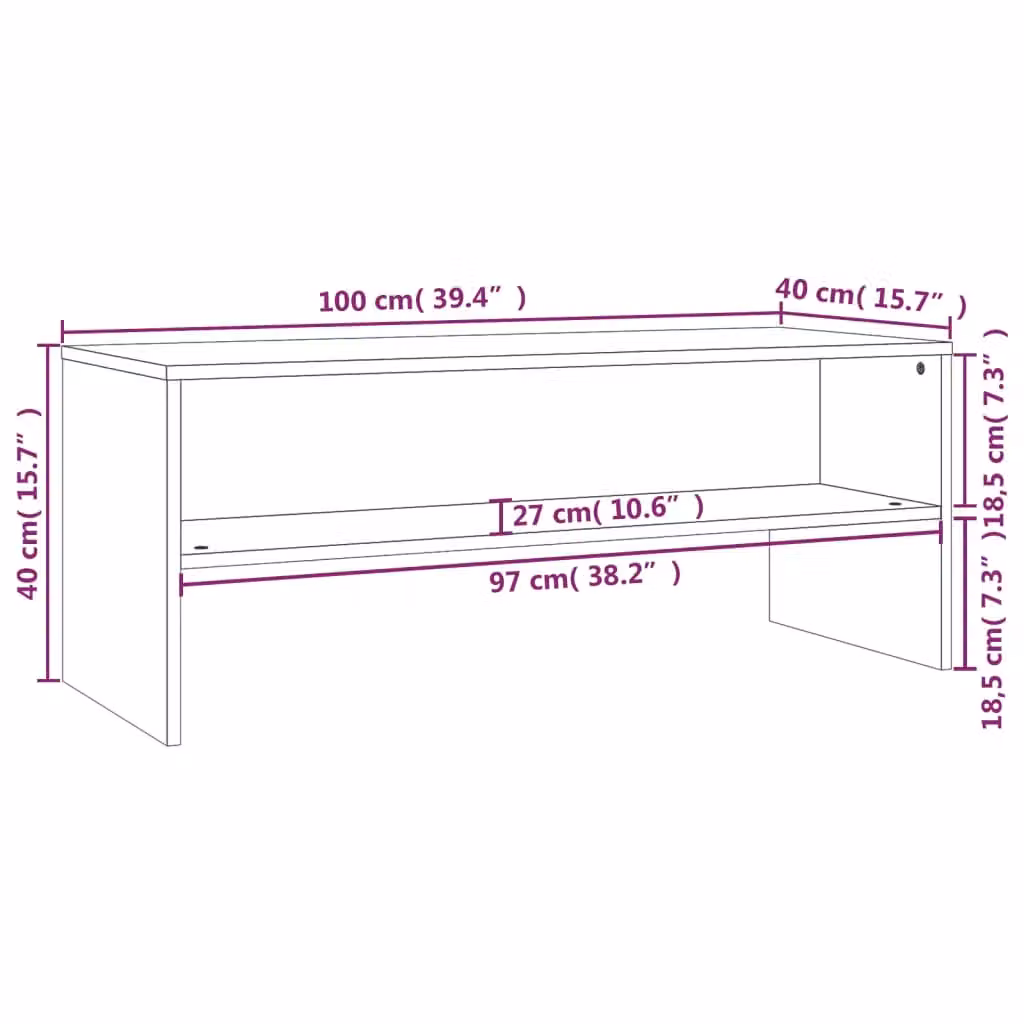 Berkfield Home Classic TV Cabinet in Black with Media Compartments, W/D/H: 100 x 40 x 40 cm – 5