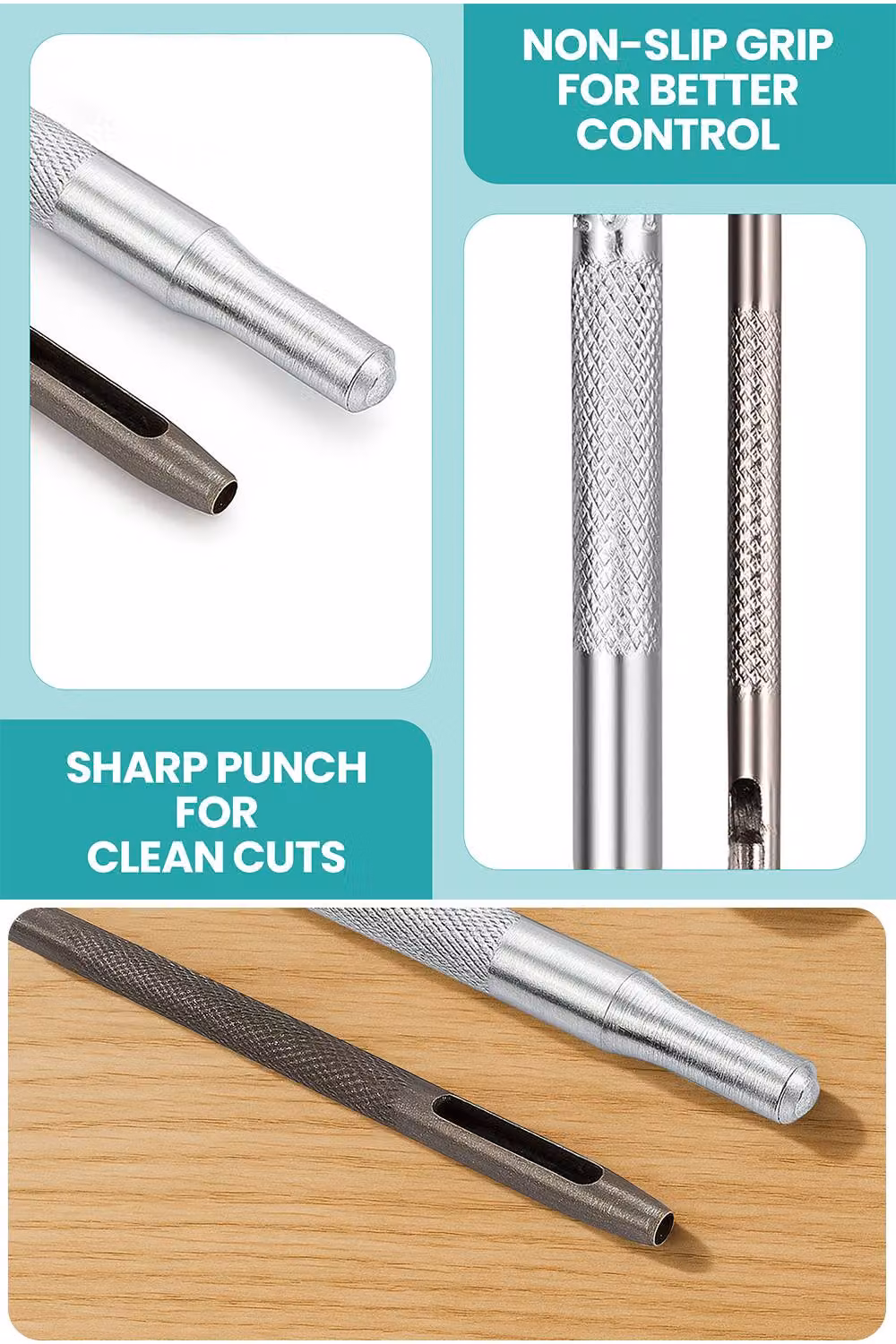 Neel Blue 4-Part Press Studs Fixing Tool Kit with Hollow Hole Punch, 12.5mm, Silver and Blue – 3
