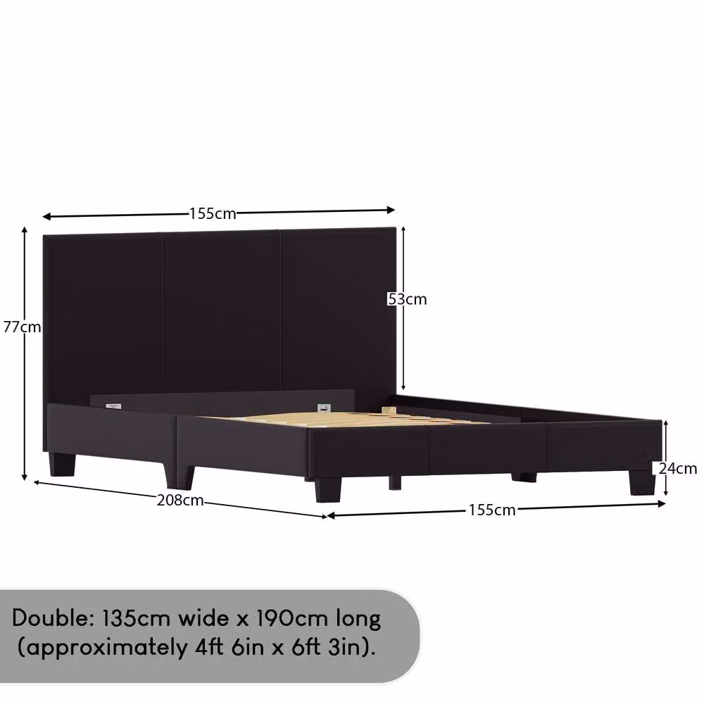 HD Designs Lisbon Double Faux Leather Upholstered Bed Frame with Storage in Brown – 2