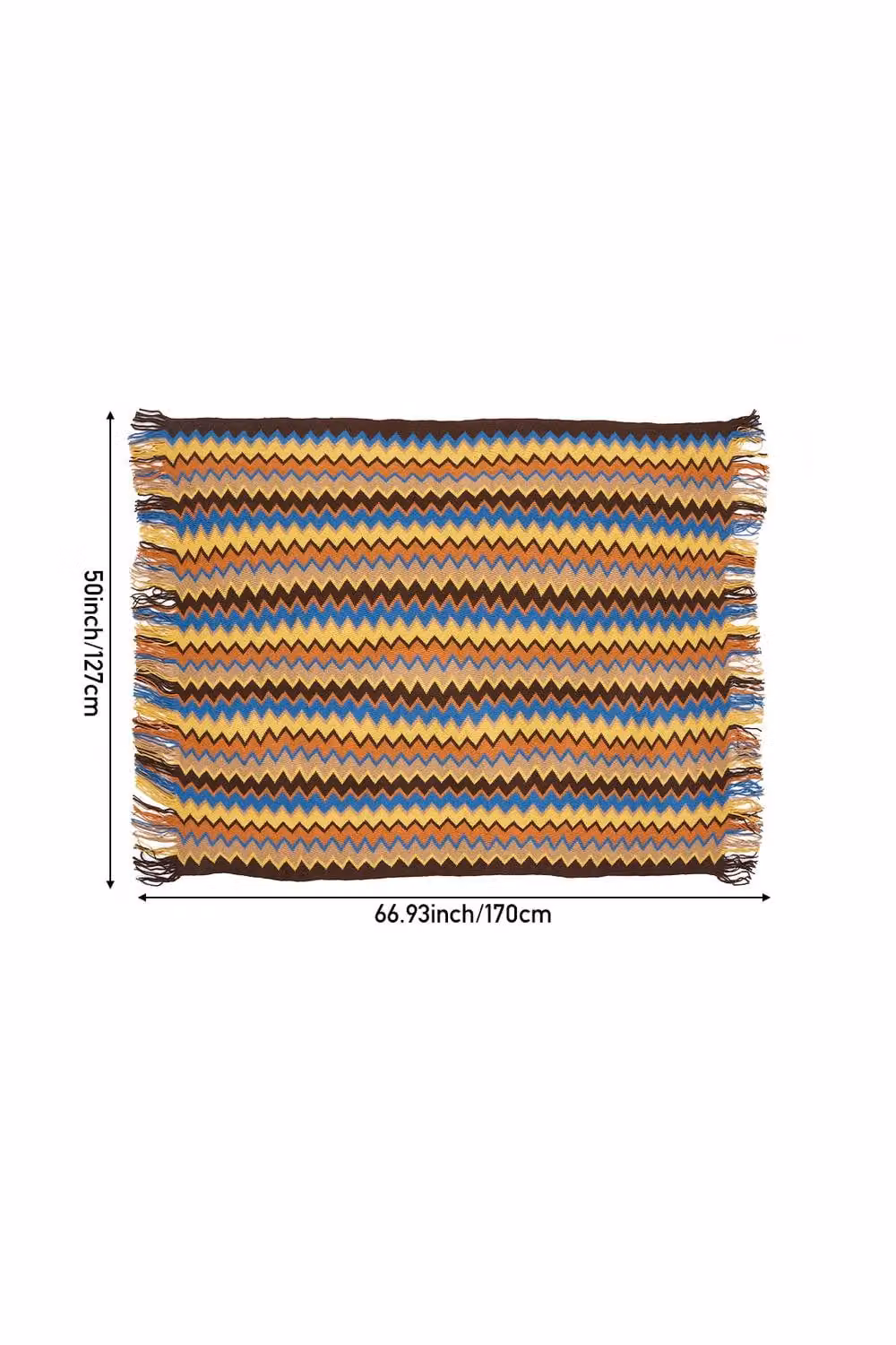 Garden Sanctuary Multicolour Bohemian Chevron Knitted Throw Blanket with Tassels – 5