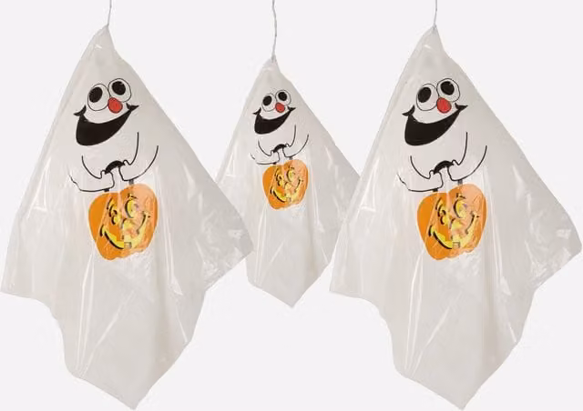 Shatchi 6Pcs White Ghost Hanging Halloween Party Decorations for Indoor and Outdoor Use – 1