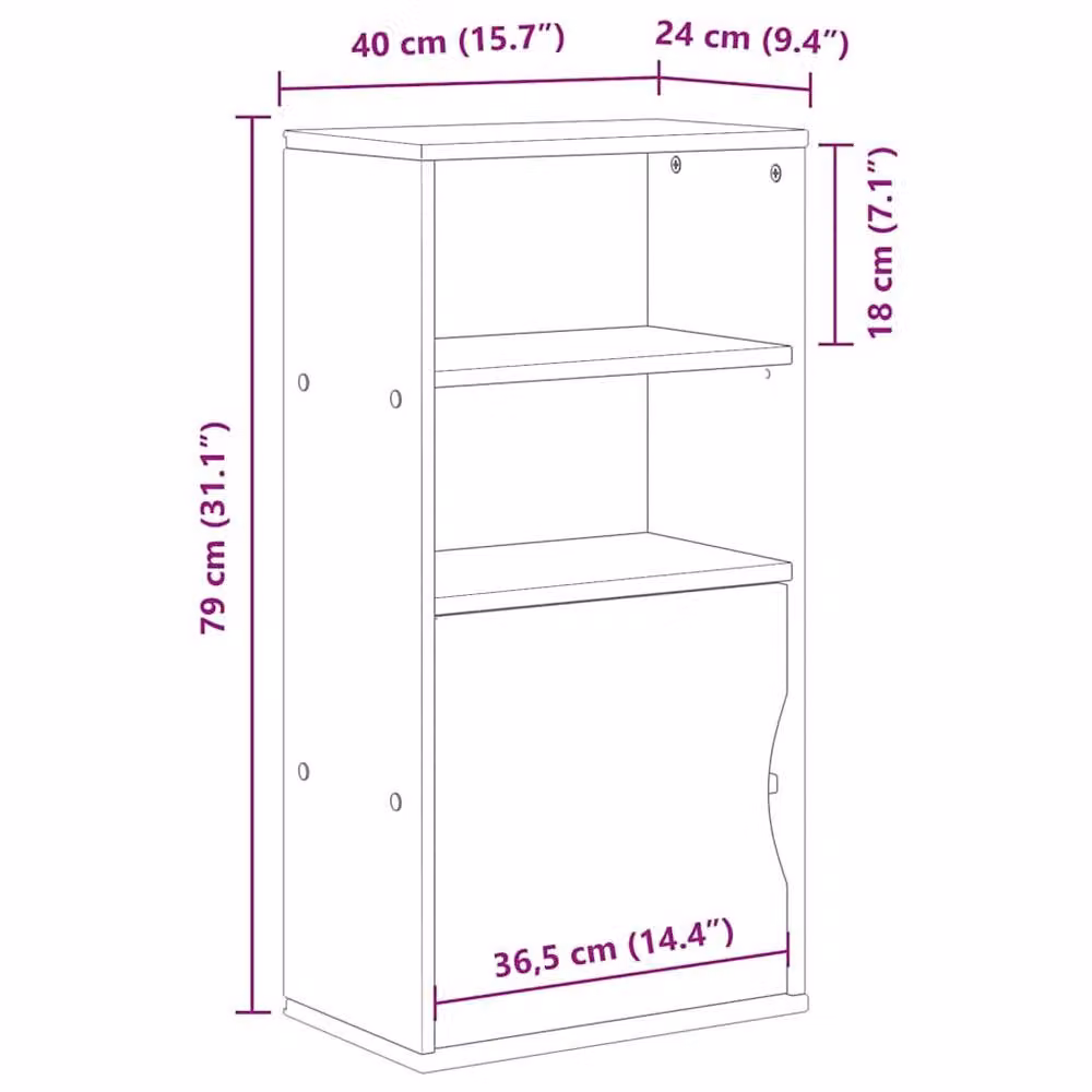 Berkfield Home ODDA Side Cabinet in Brown Solid Waxed Pine, W/D/H: 40 x 24 x 79 cm – 4