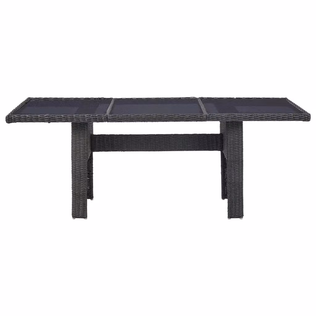 Berkfield Home Garden Black Modern Dining Table with Glass and Poly Rattan, W/D/H: 200 x 100 x 74 cm – 2