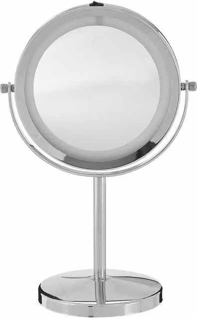 Maison by Premier Clara Round Chrome LED Tabletop Mirror in Silver