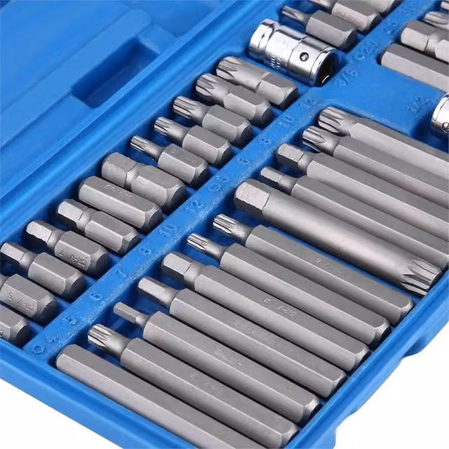 Nordara Hex Torx Spline Socket Bit Set in Blue with Chrome Vanadium Steel Screwdriver Bits