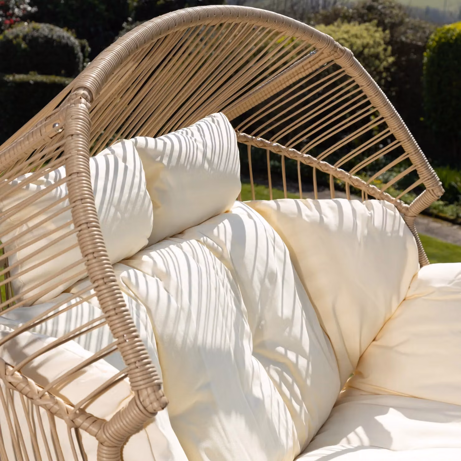 Artemis Home Cocona 2 Seat Standing Egg Chair in Beige Rattan – 6