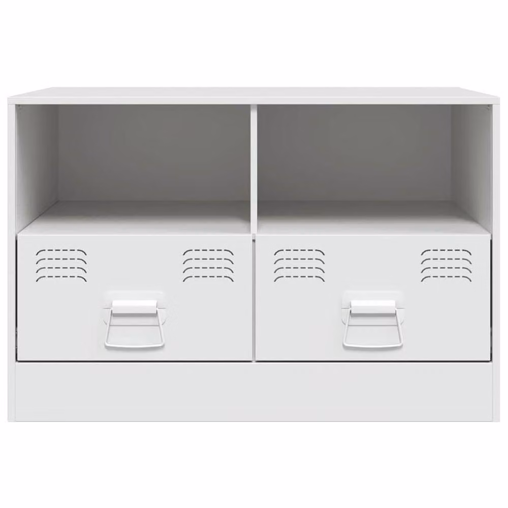 Berkfield Home White Steel TV Cabinet W: 67 cm, D: 39 cm, H: 44 cm – 4