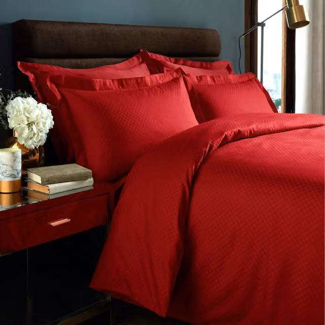 Roseley Red Micro Check Cotton Duvet Cover and Pillowcase Set, Single, W: 90 cm, H: 200 cm