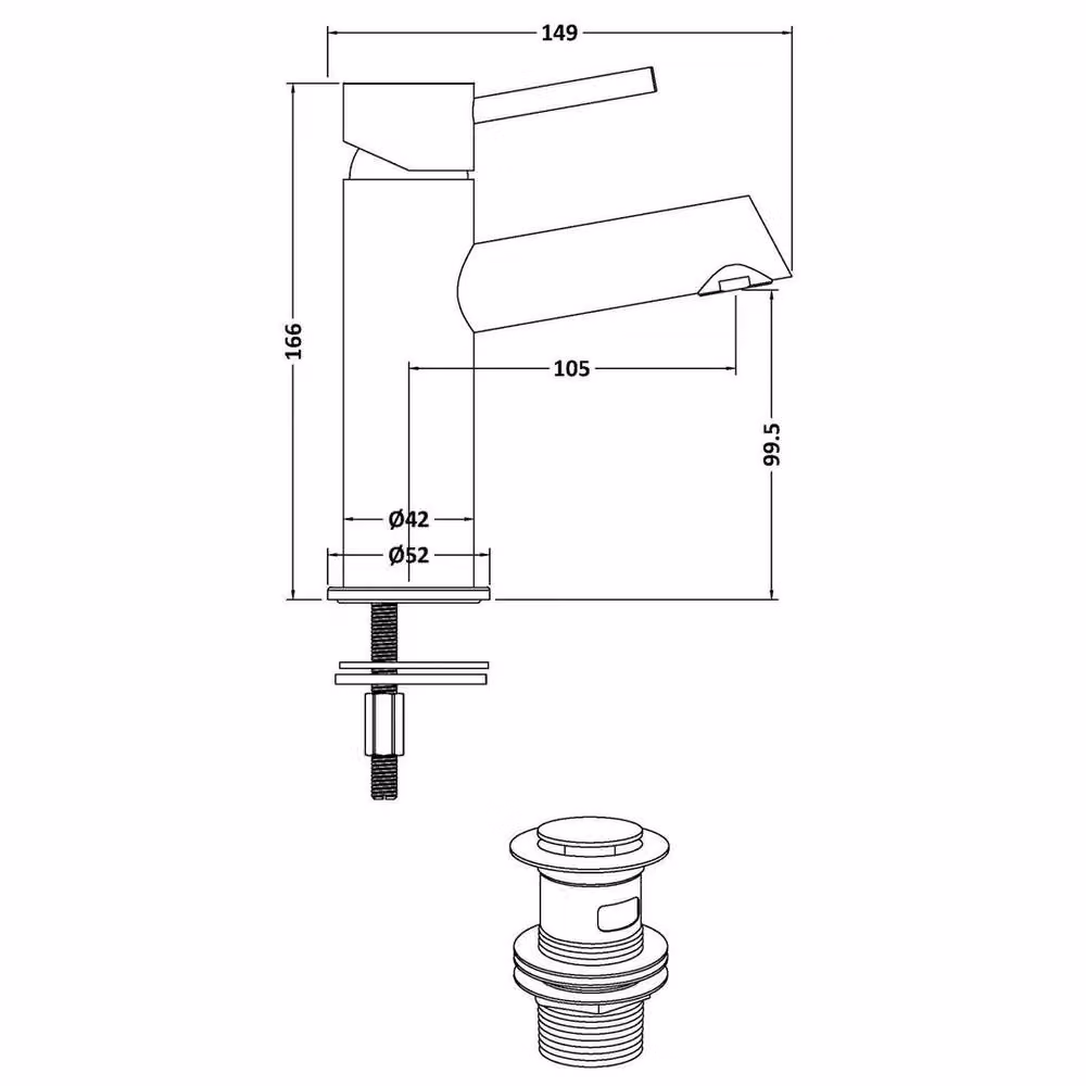 Hinsinc Modern Basin Mono Mixer Lever Tap with Pop-Up Waste in Chrome Silver – 2